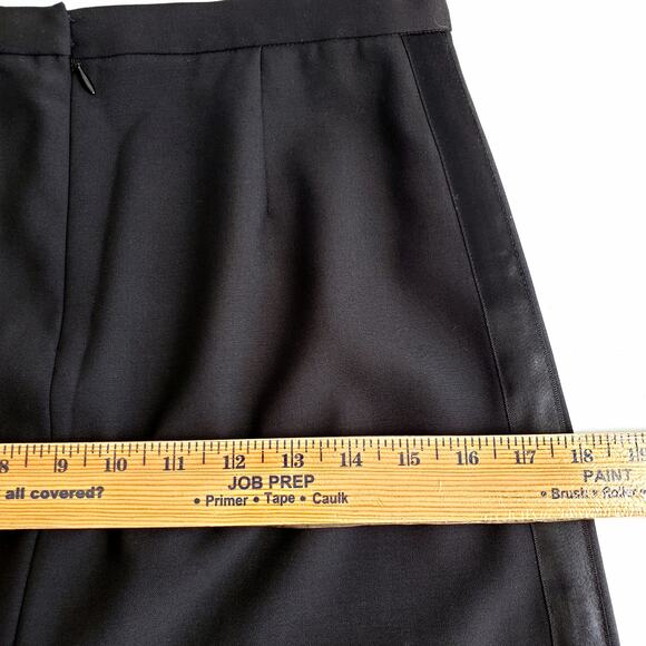 90s Y2K J Crew Black Italian Wool Tuxedo Midi Skirt M Cocktail Elegant Career - Picture 10 of 13